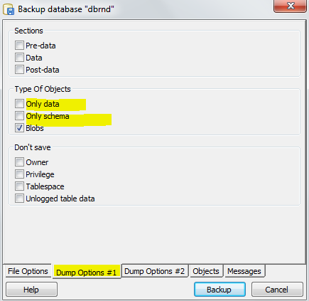 Postgresql Plain Data Schema Option