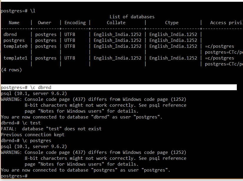 Postgresql list databases query